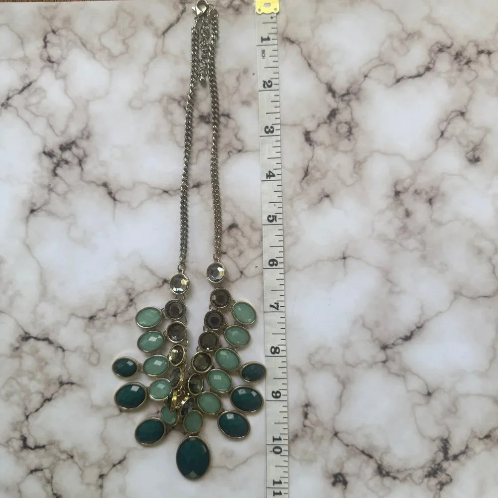 Bancroft Parvin Bauble Blue Green Stone‎ Statement Necklace OS